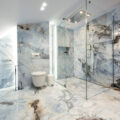 Bluette Marble Slab Floor Bathroom