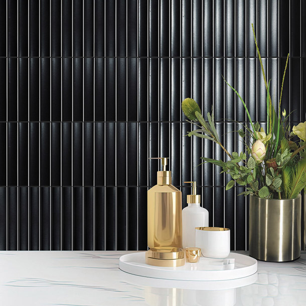 Finger Plain Black Concave Mosaic