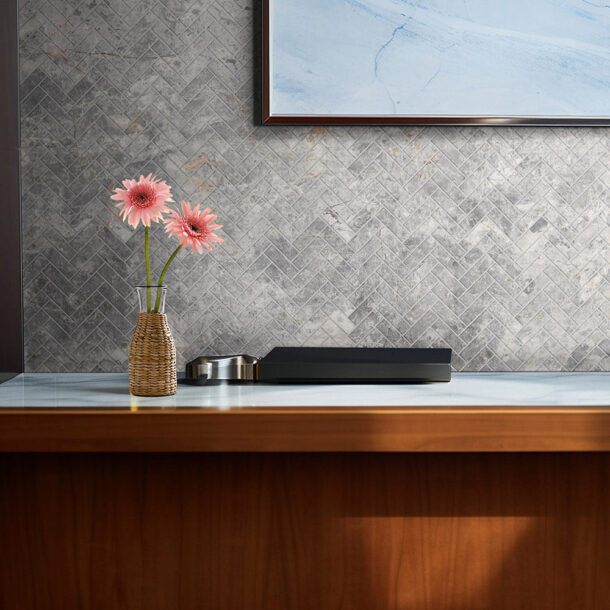 Tundra Grey Herringbone Mosaic Porcelain