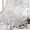 Tundra White Herringbone Mosaic Porcelain 1