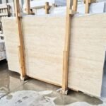 Ivory Travertine Slab , Vein Cut, Honed, Unfilled