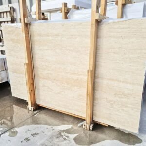 Ivory Travertine Slab , Vein Cut, Honed, Unfilled