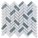 Verde Capri, Snow White Mosaic Herringbone